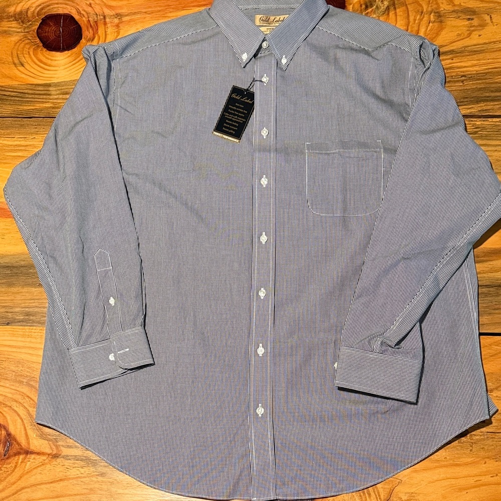 Men's Button-Down Dress Shirt in Black and White Micro-Check, NWT - Picture 3 of 5